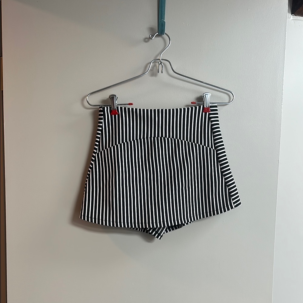 Black and White Striped Women's Skort